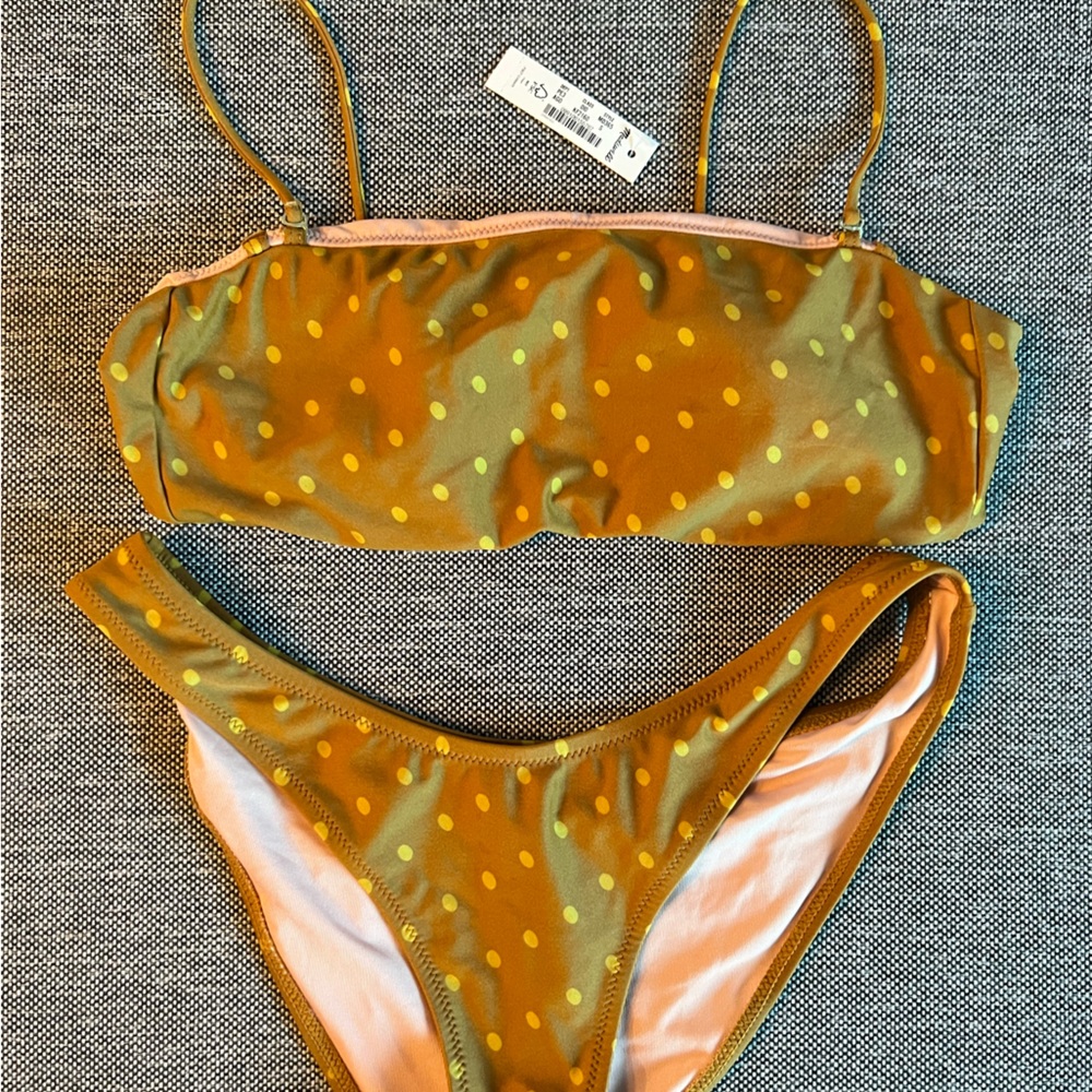 Madewell yellow polka dotted bikini set - size S